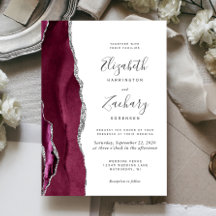 Modern Burgundy Silver Agate Wedding