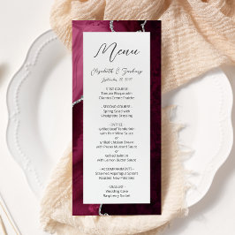 Modern Burgundy Silver Agate Wedding Menu