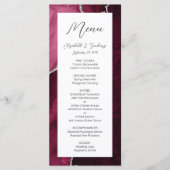 Modern Burgundy Silver Agate Wedding Menu (Voorkant)