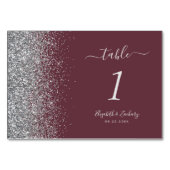 Modern Burgundy Silver Glitter Edge Wedding Kaart (Voorkant)