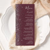 Modern Burgundy Silver Glitter Edge Wedding Menu