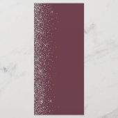 Modern Burgundy Silver Glitter Edge Wedding Menu (Achterkant)