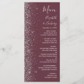 Modern Burgundy Silver Glitter Edge Wedding Menu (Voorkant)