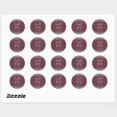 Modern Burgundy Silver Glitter Edge Wedding Ronde Sticker (Vel)