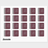 Modern Burgundy Silver Glitter Edge Wedding Vierkante Sticker (Vel)