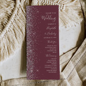Modern Burgundy Silver Glitter Wedding Programme