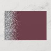 Modern Burgundy Silver Glitter Wedding Reception Informatiekaartje (Achterkant)