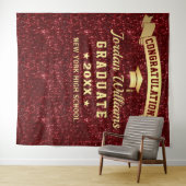 Modern Burgundy Sparkle Afstuderen Foto achtergron Wandkleed (In Situ (horizontaal))