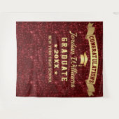 Modern Burgundy Sparkle Afstuderen Foto achtergron Wandkleed (Voorkant (horizontaal))