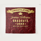 Modern Burgundy Sparkle Afstuderen Foto achtergron Wandkleed (Voorkant (horizontaal))