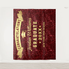 Modern Burgundy Sparkle Afstuderen Foto achtergron Wandkleed