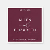 Modern Burgundy Stylish Personalized Wedding Servet (Voorkant)