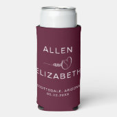 Modern Burgundy Stylish Wedding Personalized Beer Seltzer Blikjeskoeler (Seltzer Voorkant)