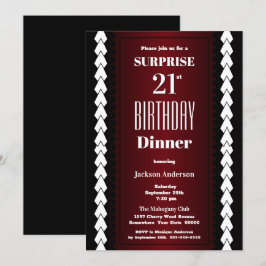 Modern Burgundy Surprise 21st geboortedag Kaart