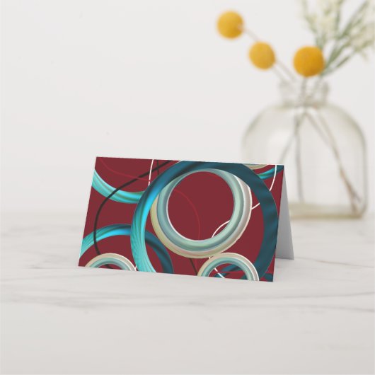 Modern Burgundy Swirl Seating Place Card Plaatskaartje (Achterkant)