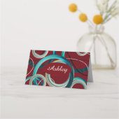 Modern Burgundy Swirl Seating Place Card Plaatskaartje (Voorkant)
