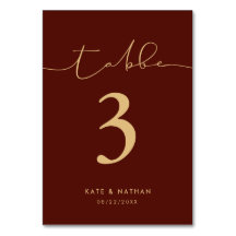 Modern Burgundy Table Number