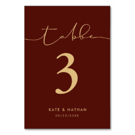 Modern Burgundy Table Number Kaart