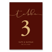 Modern Burgundy Table Number Kaart (Voorkant)