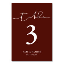 Modern Burgundy Table Number