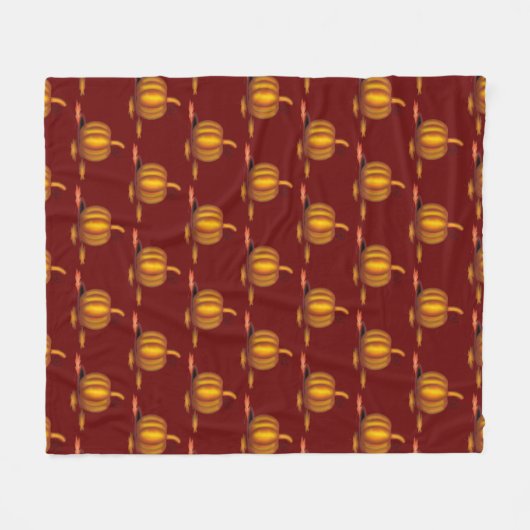 Modern Burgundy | Thanksgiving Pumpkin Fleece Deken (Voorkant (Horizontaal))