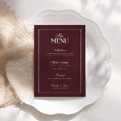 Modern Burgundy Trouwmenu Kaart