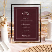 Modern Burgundy Trouwmenu Kaart
