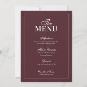 Modern Burgundy Trouwmenu Kaart (Voorkant)