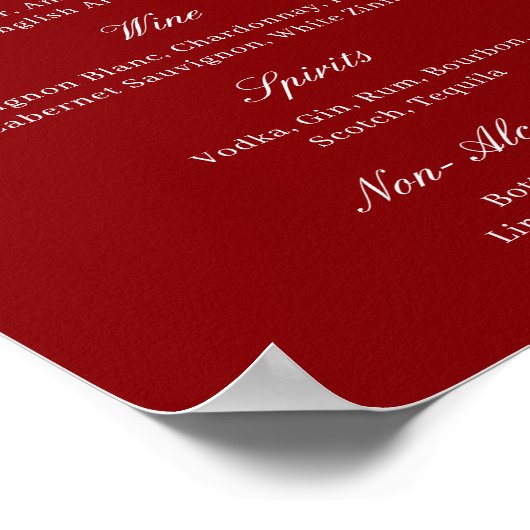Modern Burgundy Wedding Bar Poster (Hoek)