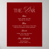 Modern Burgundy Wedding Bar Poster (Voorkant)