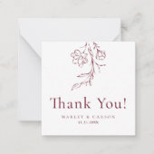 Modern Burgundy Wedding Budget Thank You Notitiekaartje (Voorkant)