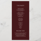 Modern Burgundy Wedding Ceremony Program | Menu (Achterkant)