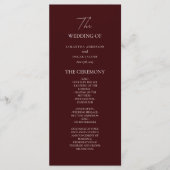 Modern Burgundy Wedding Ceremony Program | Menu (Voorkant)