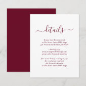 Modern Burgundy Wedding Informatiekaartje (Voorkant / Achterkant)