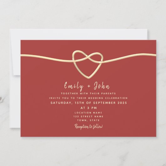 Modern Burgundy Wedding Kaart (Voorkant)