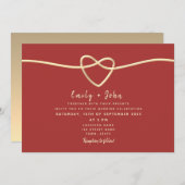 Modern Burgundy Wedding Kaart (Voorkant / Achterkant)