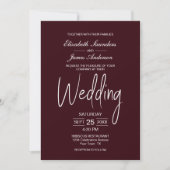 Modern Burgundy Wedding Kaart (Voorkant)