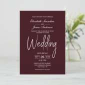 Modern Burgundy Wedding Kaart (Staand voorkant)