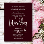Modern Burgundy Wedding Kaart