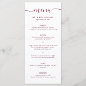 Modern Burgundy Wedding Menu (Voorkant)