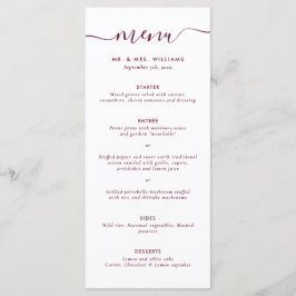 Modern Burgundy Wedding Menu