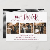 Modern Burgundy Wedding Photo Save the Date (Voorkant / Achterkant)
