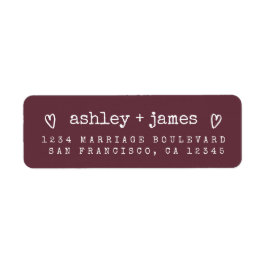 Modern Burgundy Wedding Return Address Etiket