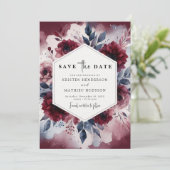 Modern Burgundy Wedding Save The Date (Staand voorkant)