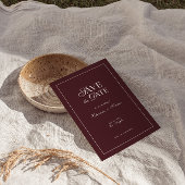 Modern Burgundy Wedding Save the Date Kaart