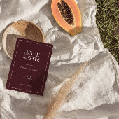 Modern Burgundy Wedding Save the Date Kaart