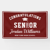 Modern Burgundy White 2023 Graduation Party Spandoek (Horizontaal)