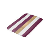 Modern Burgundy White en Gold Striped Bath Mat (Gekanteld)