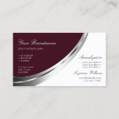 Modern Burgundy White met Silver Decor en Logo Visitekaartje (Achterkant)