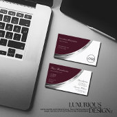 Modern Burgundy White met Silver Decor en Logo Visitekaartje